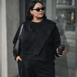 Girlfriend Collective Asymmetrical Sweatshirt – Black – 3X – NWT – Sustainable